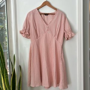 Wednesday's Girl Short Sleeve White and Red Polka Dot Mini Dress, size large